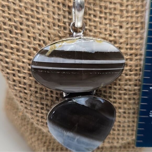 Blue Owyhee Opal Pendant with organza gift bag And satin cord necklace Handmade - Picture 4 of 6